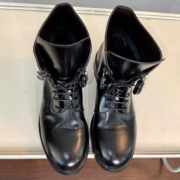 AGL Attilio Giusti Leombruni Black Leather Lace Up Combat Boots Size 9.5 - Picture 12 of 16